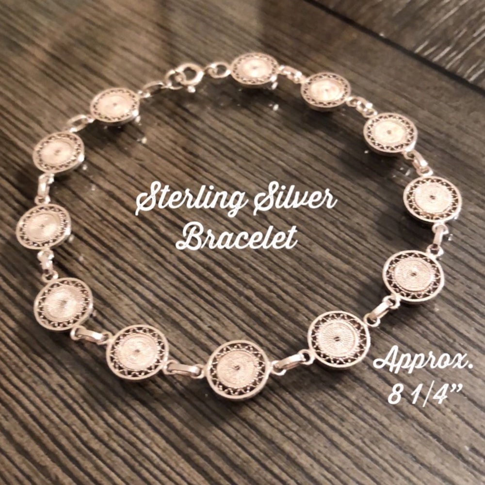 Vintage Sterling Silver Filigree Circle Bracelet, Madalia Disc Pattern